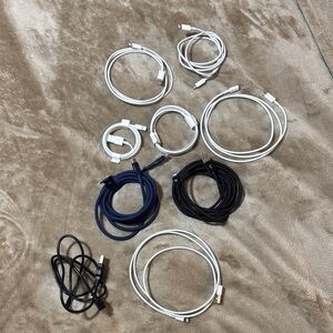 Assorted Charging Cables - Black, White, Blue